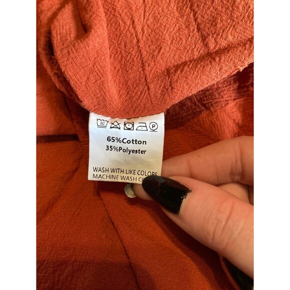 Orange button up top with dragonfly design - Picture 3 of 5